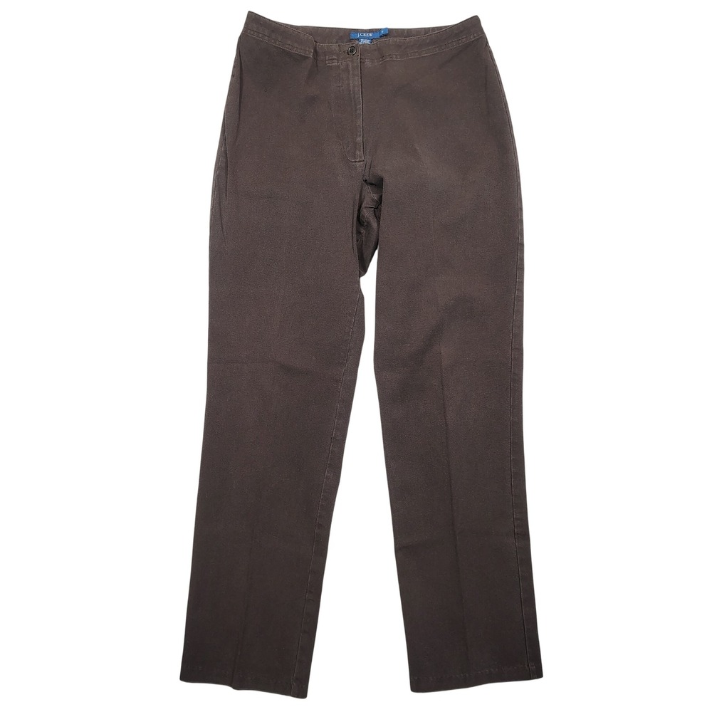 J.Crew Trousers Women 12 Stretch Straight Leg Brown Solid